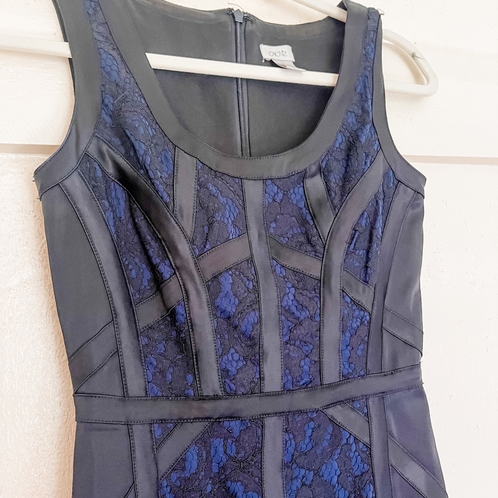Cache black and navy lace pencil dress, size 0